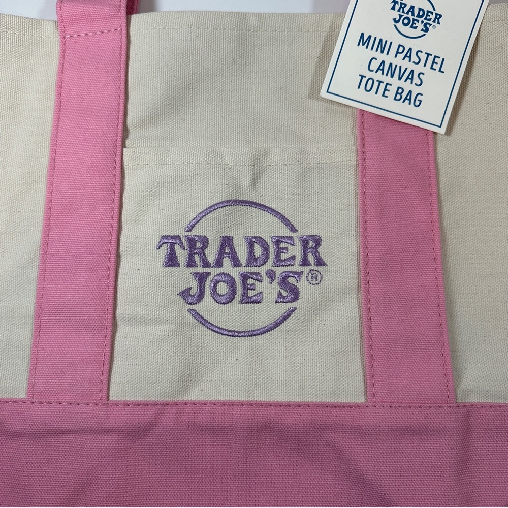 Trader Joe’s Mini Tote Bags - Green and Pink Set of Two Bags - Picture 3 of 5